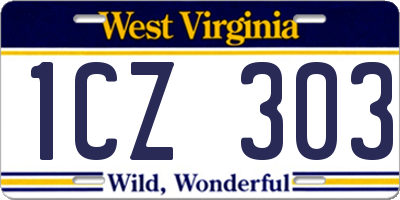 WV license plate 1CZ303