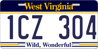 WV license plate 1CZ304