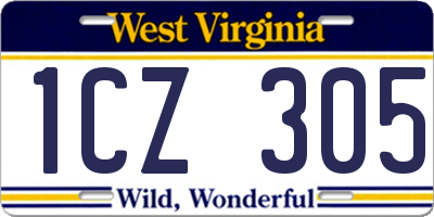 WV license plate 1CZ305
