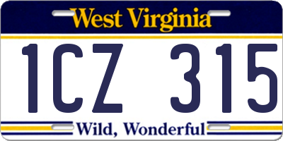 WV license plate 1CZ315