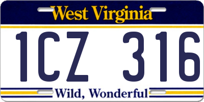 WV license plate 1CZ316