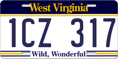 WV license plate 1CZ317