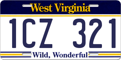 WV license plate 1CZ321