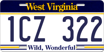 WV license plate 1CZ322