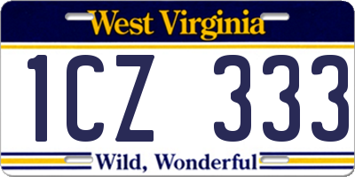 WV license plate 1CZ333