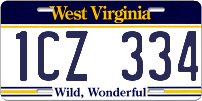 WV license plate 1CZ334