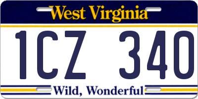 WV license plate 1CZ340