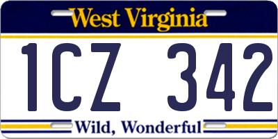 WV license plate 1CZ342