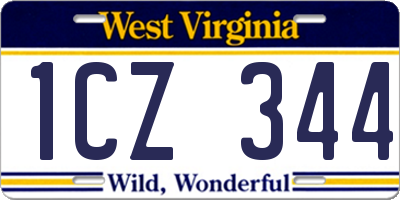 WV license plate 1CZ344
