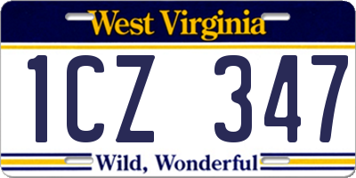 WV license plate 1CZ347