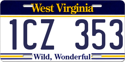 WV license plate 1CZ353