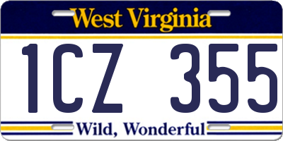 WV license plate 1CZ355