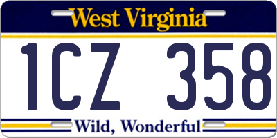 WV license plate 1CZ358