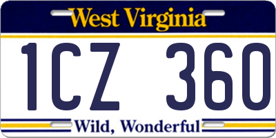 WV license plate 1CZ360