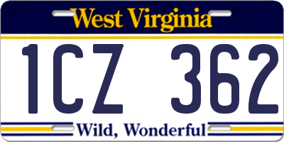 WV license plate 1CZ362