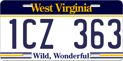 WV license plate 1CZ363
