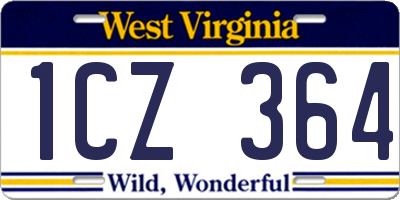 WV license plate 1CZ364