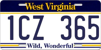 WV license plate 1CZ365