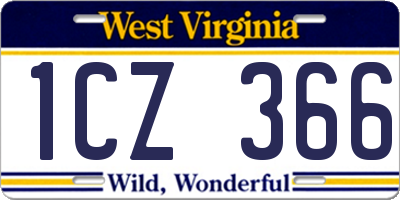 WV license plate 1CZ366