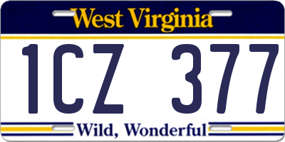 WV license plate 1CZ377