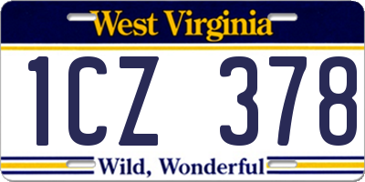 WV license plate 1CZ378