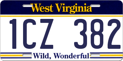 WV license plate 1CZ382