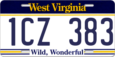WV license plate 1CZ383