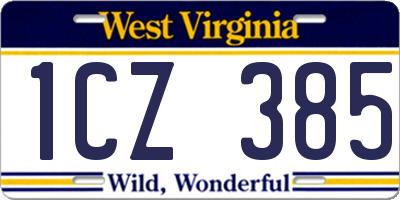 WV license plate 1CZ385