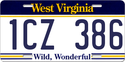 WV license plate 1CZ386