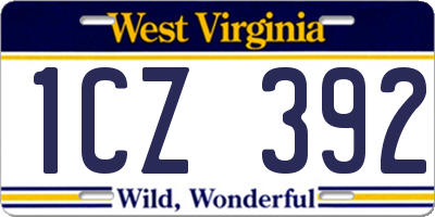 WV license plate 1CZ392