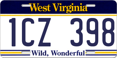 WV license plate 1CZ398
