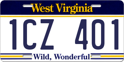 WV license plate 1CZ401