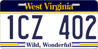 WV license plate 1CZ402