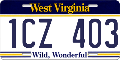 WV license plate 1CZ403