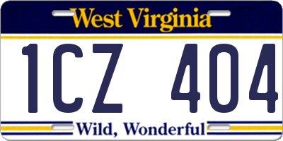 WV license plate 1CZ404