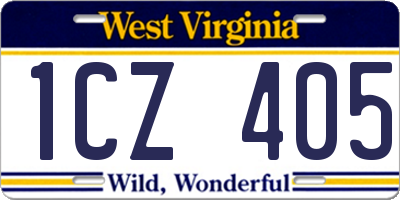 WV license plate 1CZ405