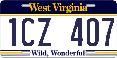 WV license plate 1CZ407