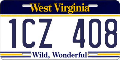 WV license plate 1CZ408