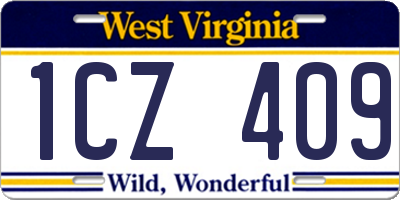 WV license plate 1CZ409
