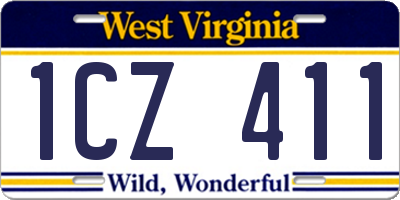 WV license plate 1CZ411