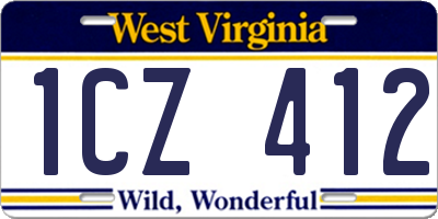 WV license plate 1CZ412
