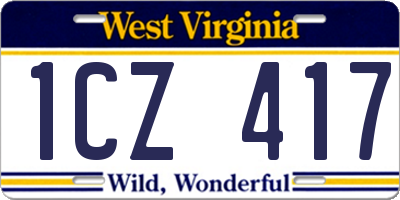 WV license plate 1CZ417