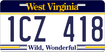 WV license plate 1CZ418