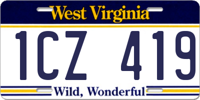 WV license plate 1CZ419