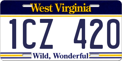 WV license plate 1CZ420