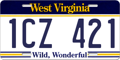 WV license plate 1CZ421
