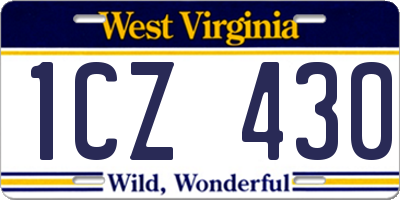 WV license plate 1CZ430