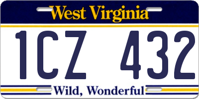 WV license plate 1CZ432