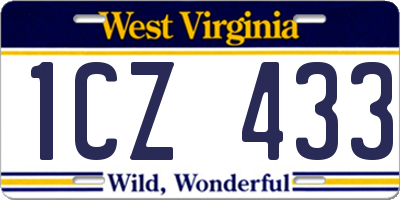 WV license plate 1CZ433