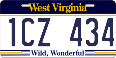 WV license plate 1CZ434